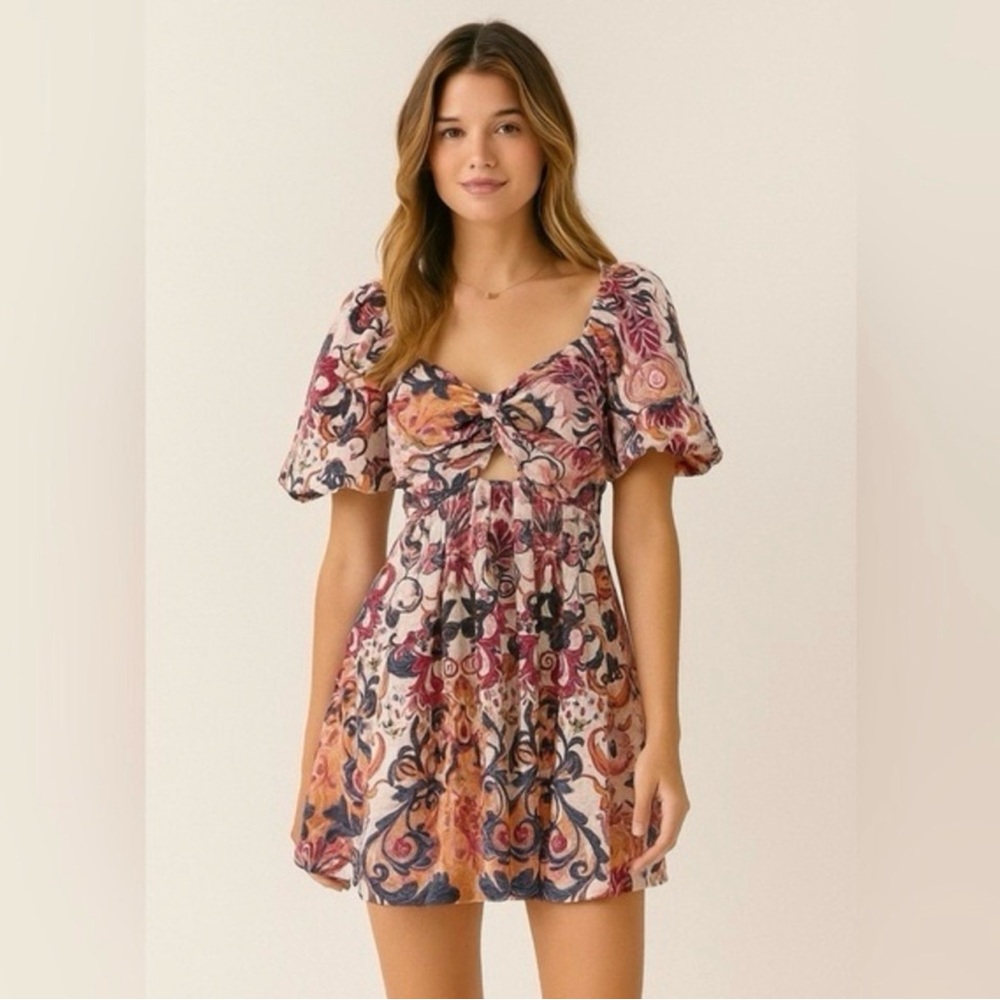 House of Harlow 1960 Multicolor Puff Sleeve Mini Dress